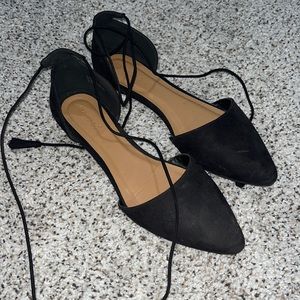 Bamboo lace up ankle flat